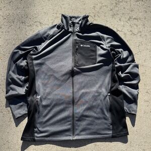 Columbia Interchange Gray Black Softshell Jacket Men's L Full Zip Outdoor